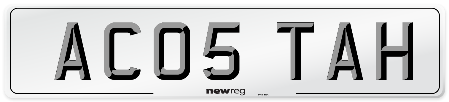 AC05 TAH Number Plate from New Reg